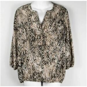 Dana Buchman Women’s Blouse Top Abstract Novelty Print V Neck Size Medium